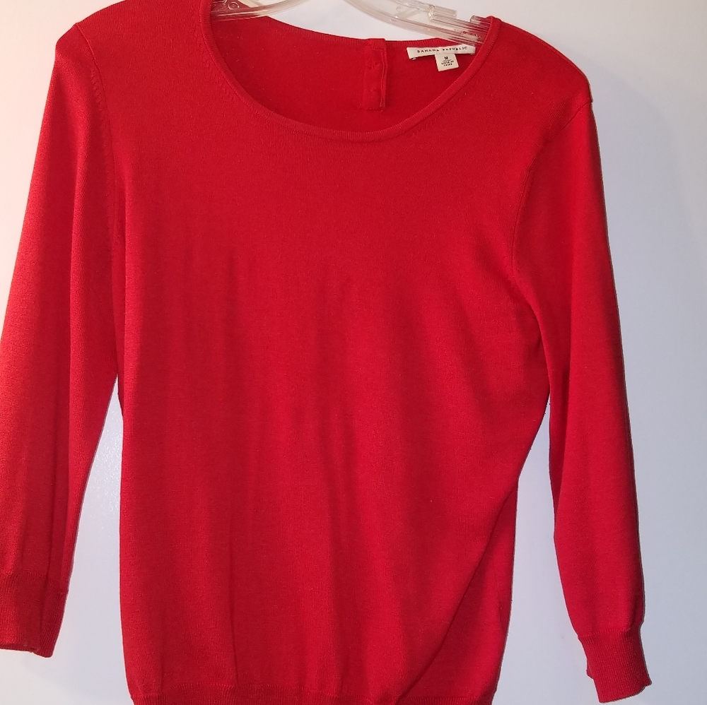 Banana Republic, red, 3/4 length sweater, M